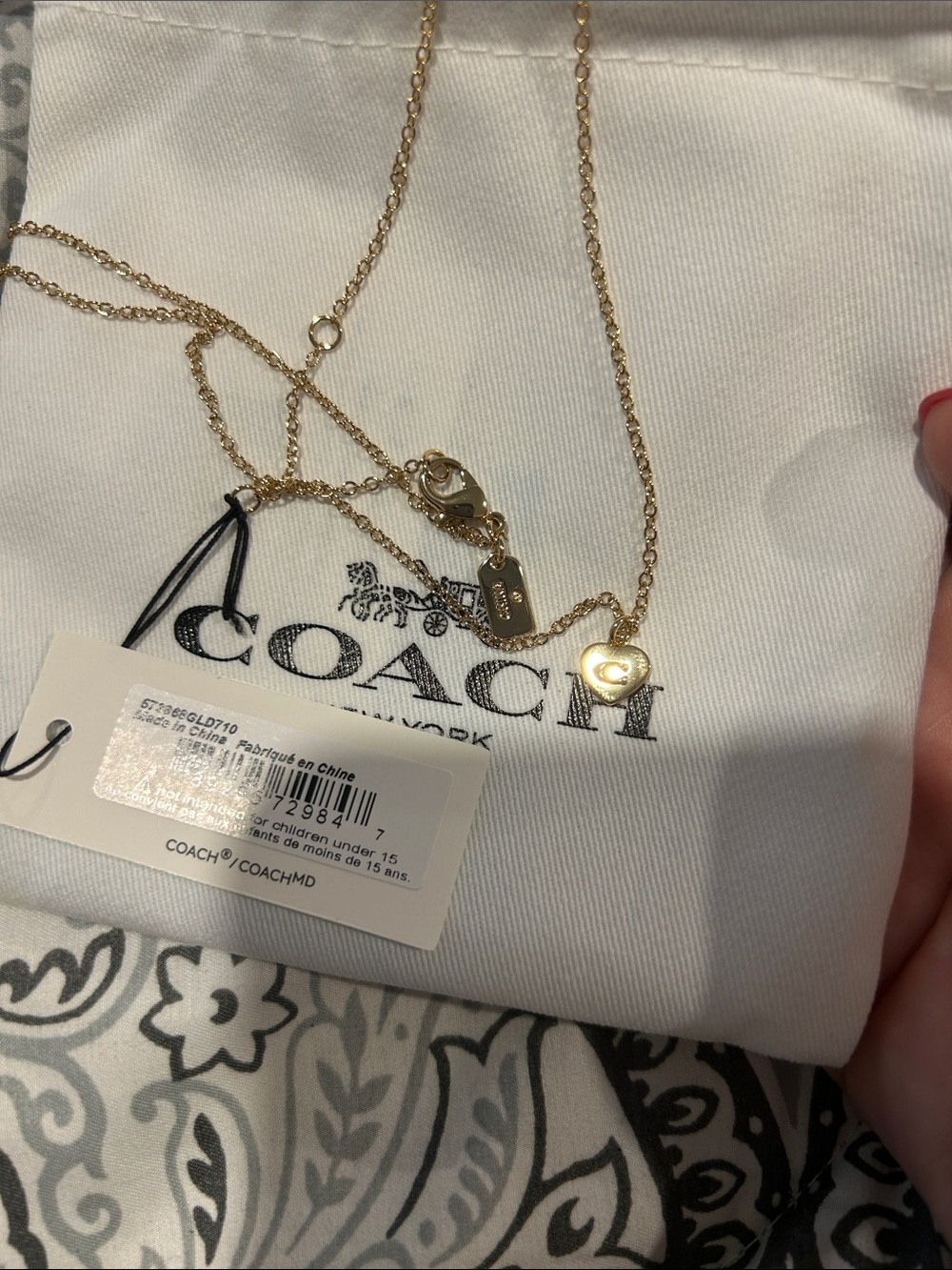 Coach Gold Heart Charm Pendant Necklace - Picture 3 of 5